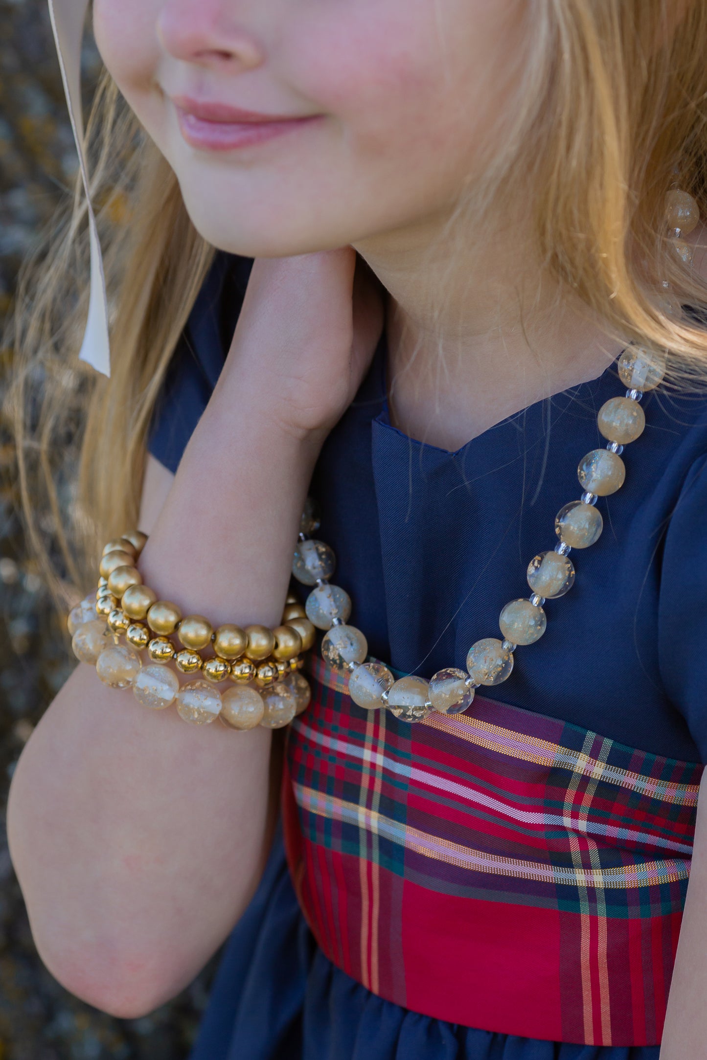 12mm Champagne with Gold Flake Bracelet