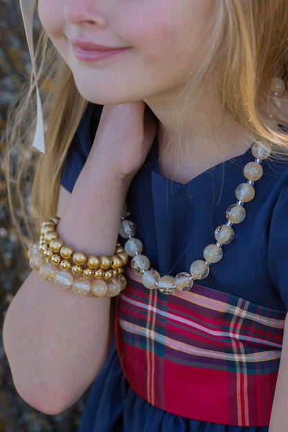 12mm Champagne with Gold Flake Bracelet