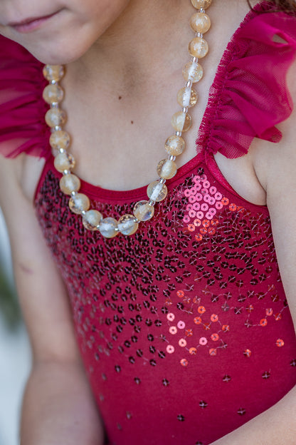 Champagne with Gold Flake Bitty Bead Necklace