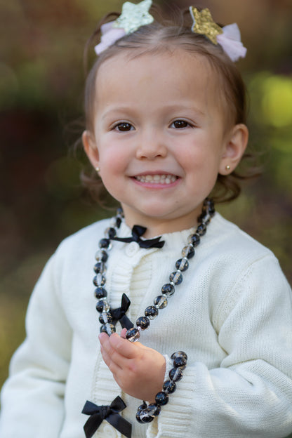 Black with Gold Flake Bitty Bead Necklace