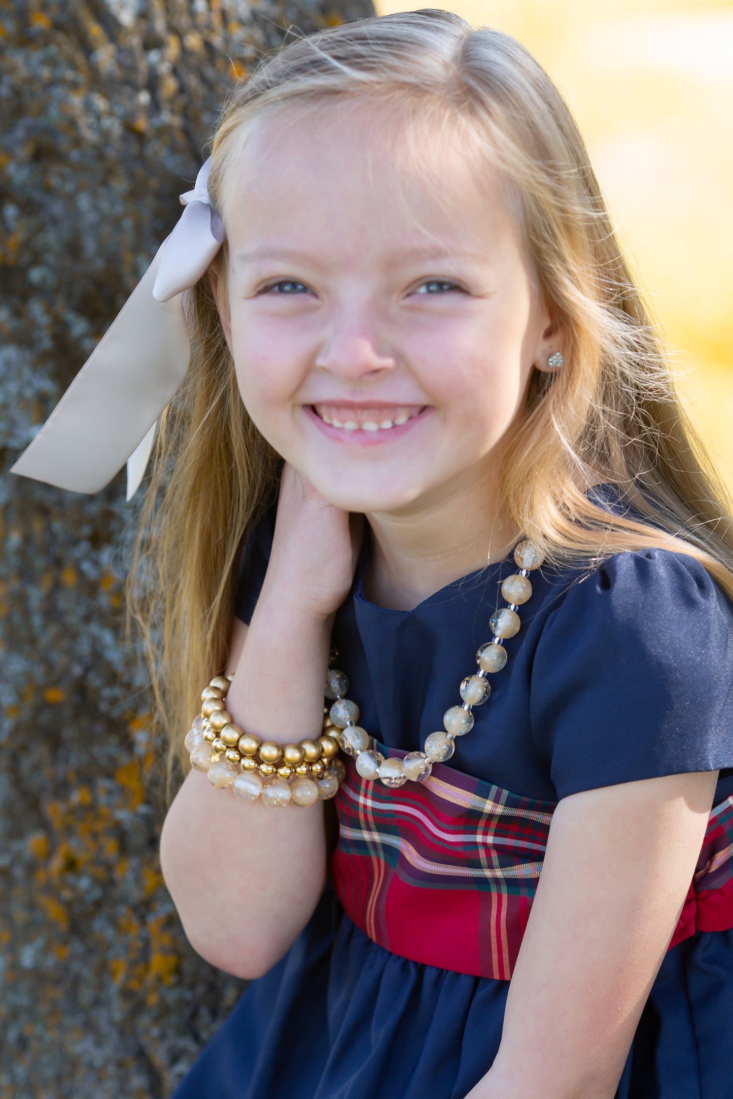 12mm Champagne with Gold Flake Bracelet