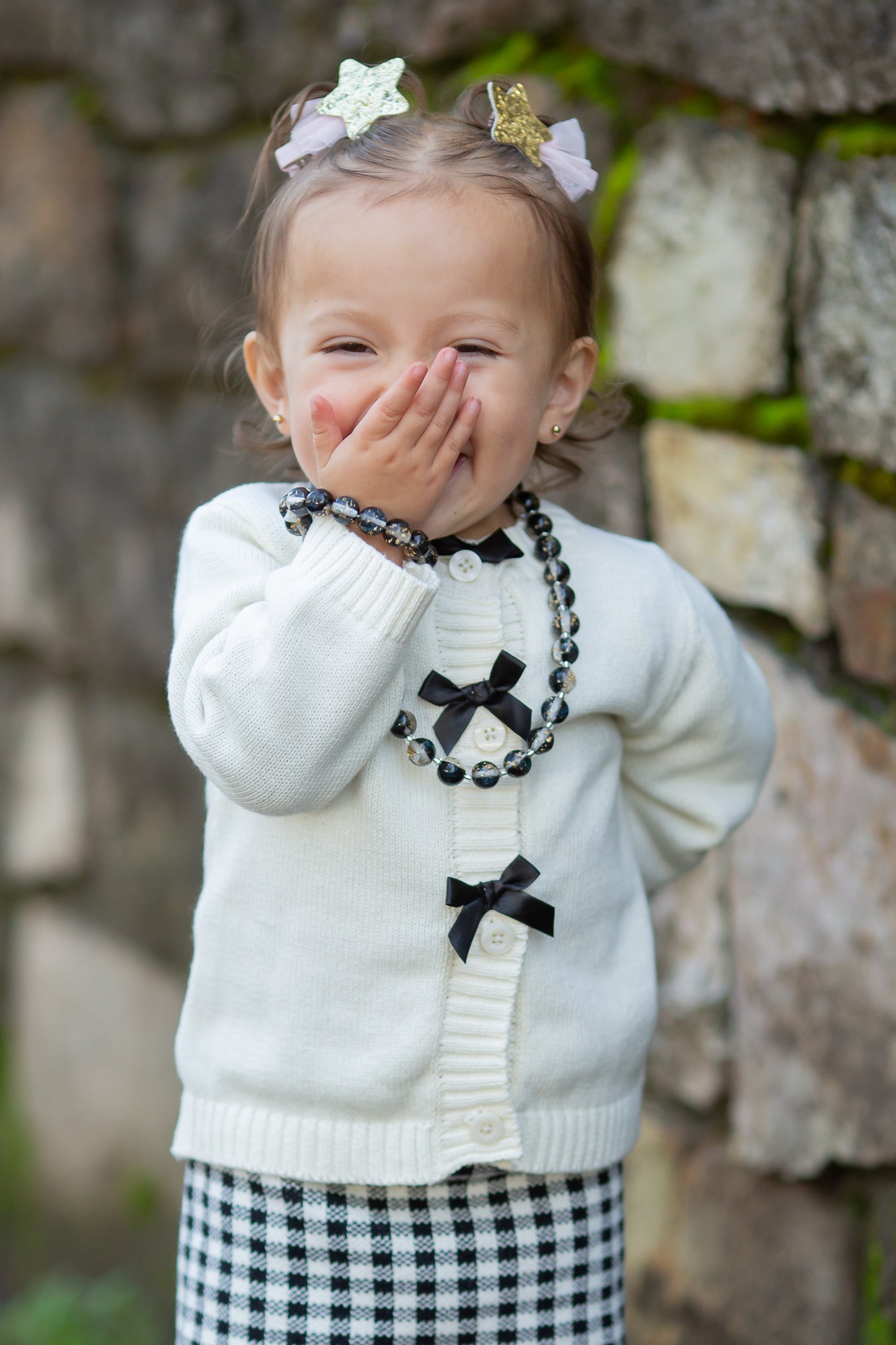 12mm Black with Gold Flake Bracelet