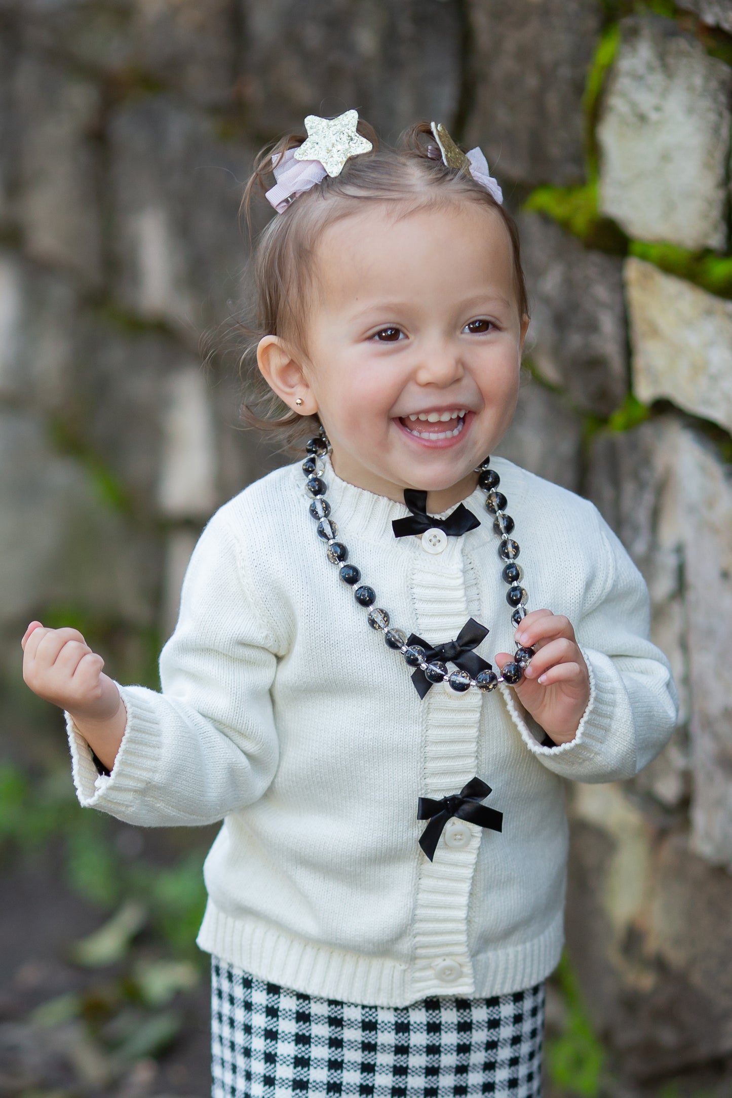 Black with Gold Flake Bitty Bead Necklace