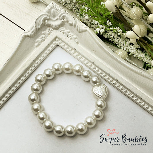 8mm Pearl Heart Bracelet