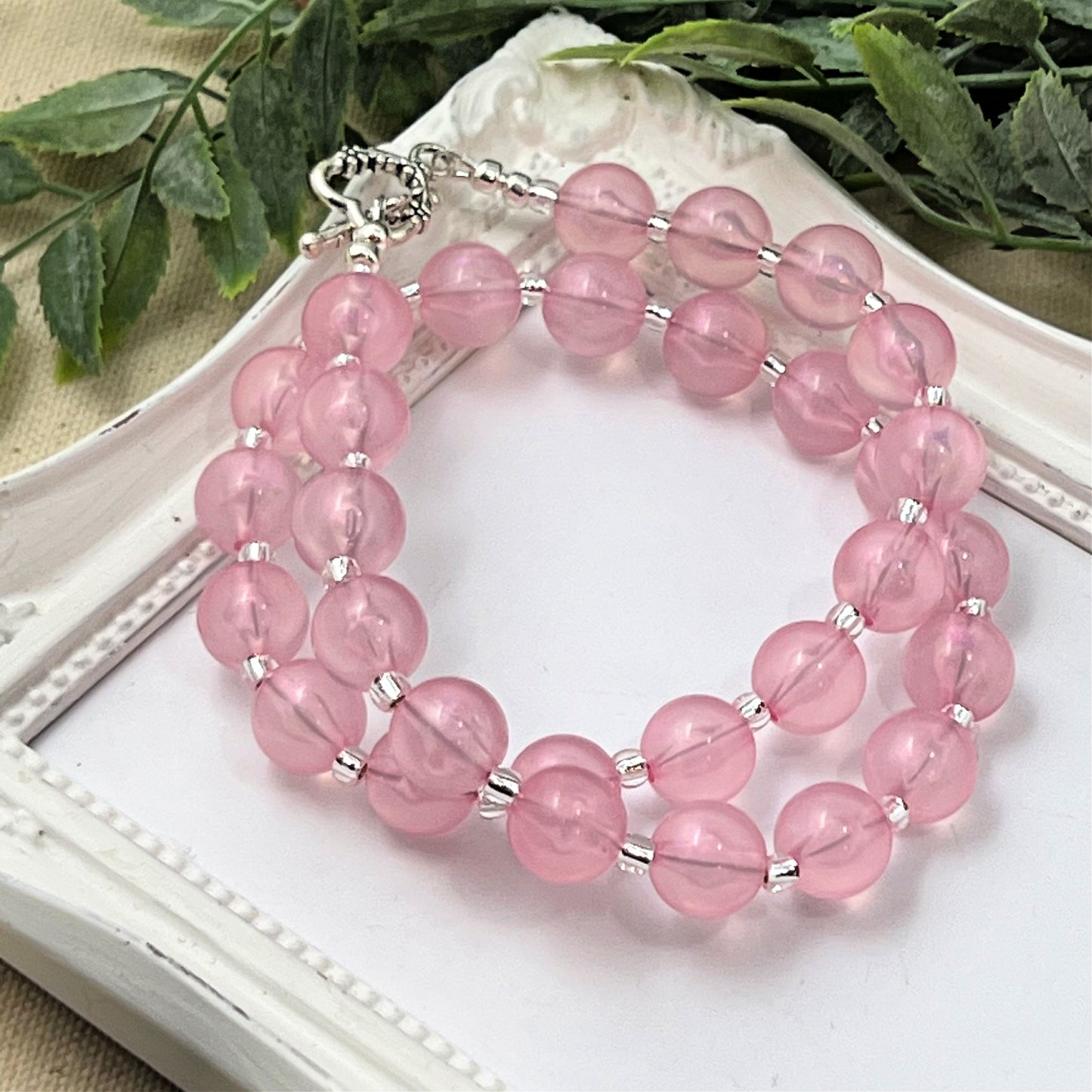 Pink Iridescent Bitty Bead Necklace