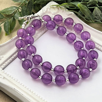 Grape Iridescent Bitty Bead Necklace