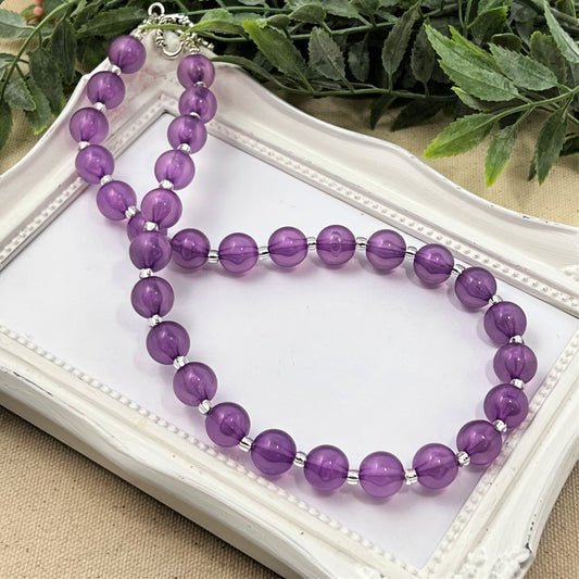 Grape Iridescent Bitty Bead Necklace