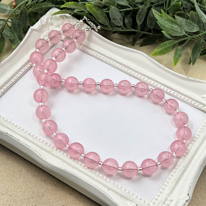 Pink Iridescent Bitty Bead Necklace