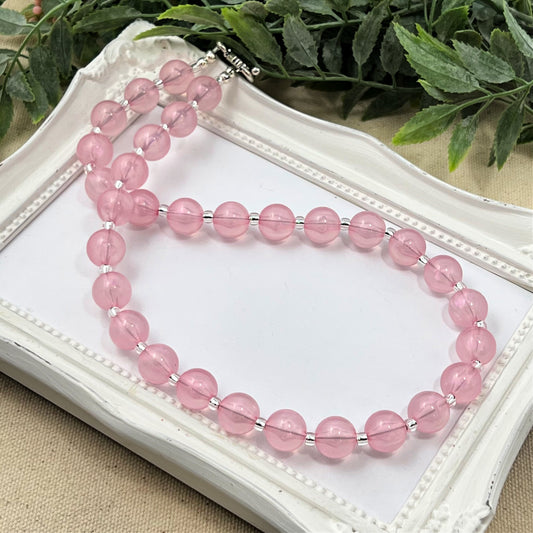 Pink Iridescent Bitty Bead Necklace