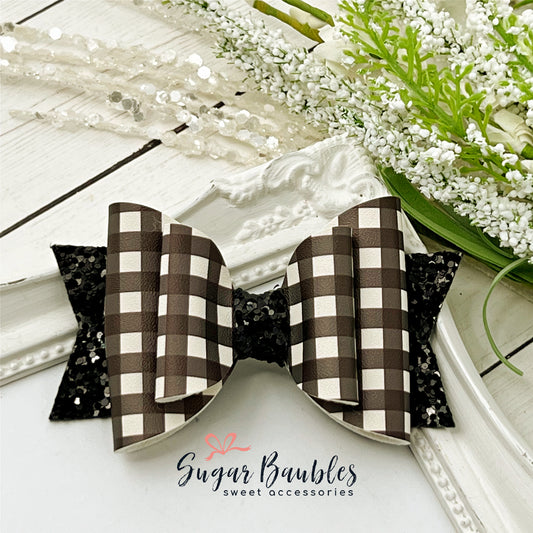 3.5" Black Gingham Bow
