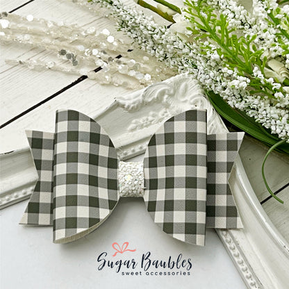 3.5" Olive Gingham Bow