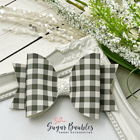 3.5" Olive Gingham Bow