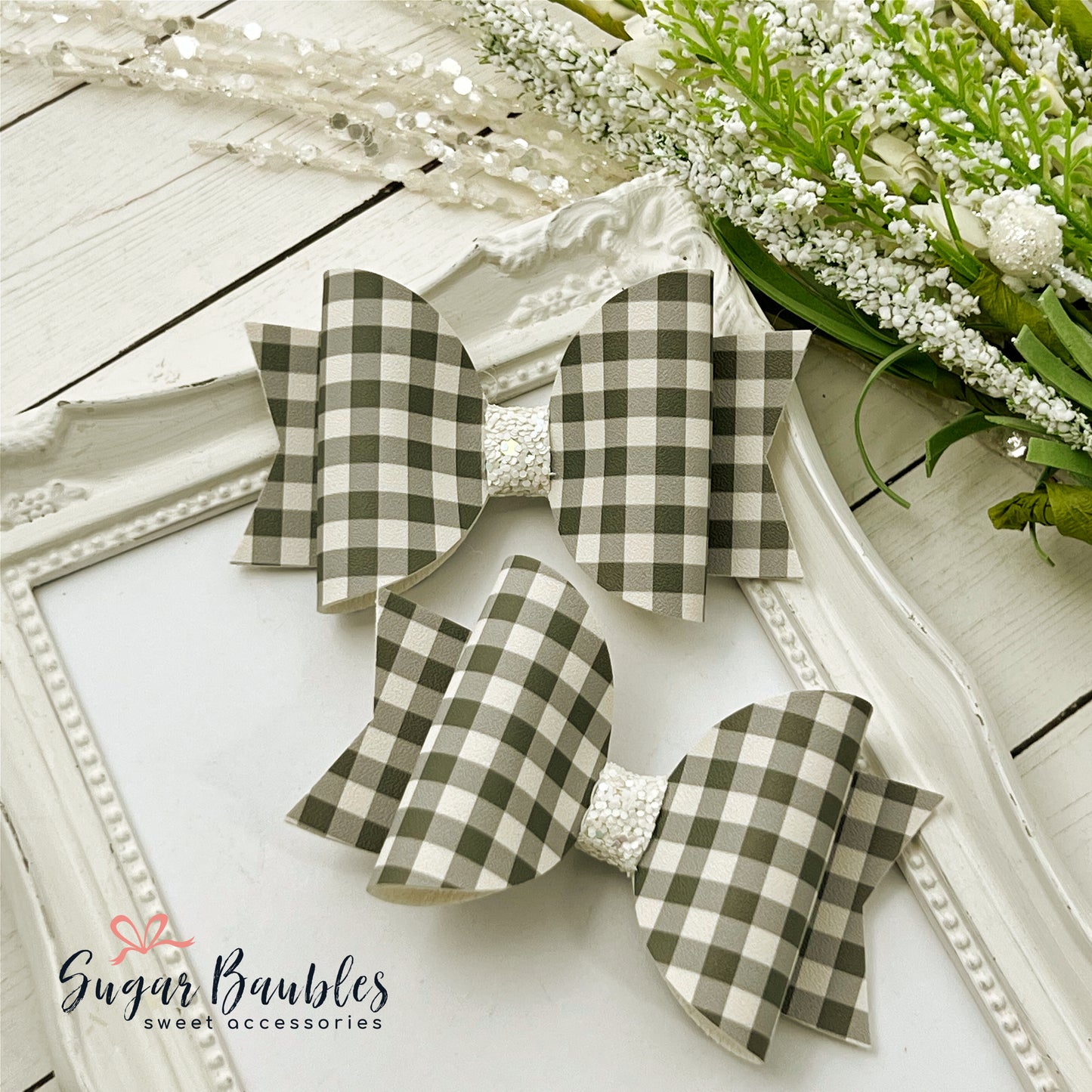 3.5" Olive Gingham Bow