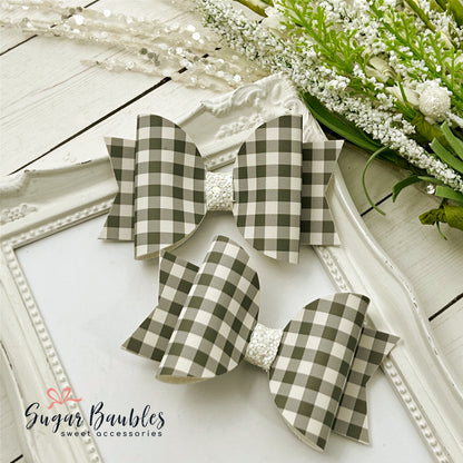3.5" Olive Gingham Bow