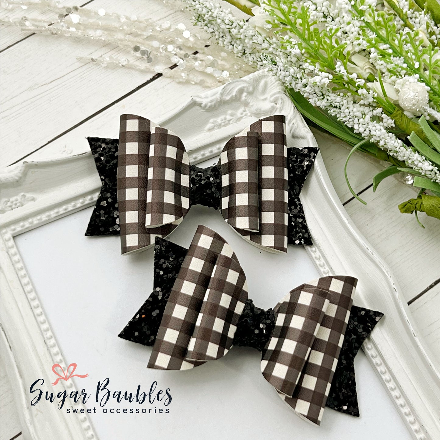 3.5" Black Gingham Bow