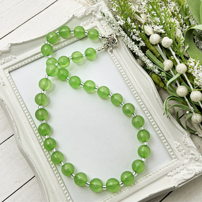 Green Iridescent Bitty Bead Necklace