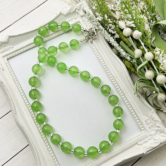 Green Iridescent Bitty Bead Necklace