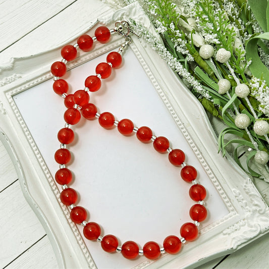 Red Iridescent Bitty Bead Necklace