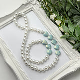 Light Blue Stardust Heart Stretch Necklace - Choose Length