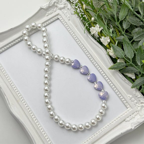 Light Purple Stardust Heart Stretch Necklace - Choose Length
