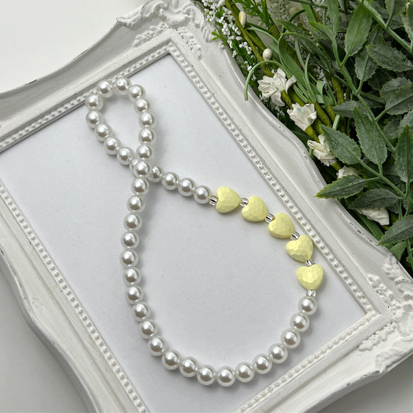 Light Yellow Stardust Heart Stretch Necklace - Choose Length