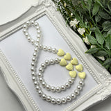 Light Yellow Stardust Heart Stretch Necklace - Choose Length