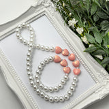 Peachy Pink Stardust Heart Stretch Necklace - Choose Length