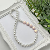 Pale Pink Stardust Heart Stretch Necklace - Choose Length