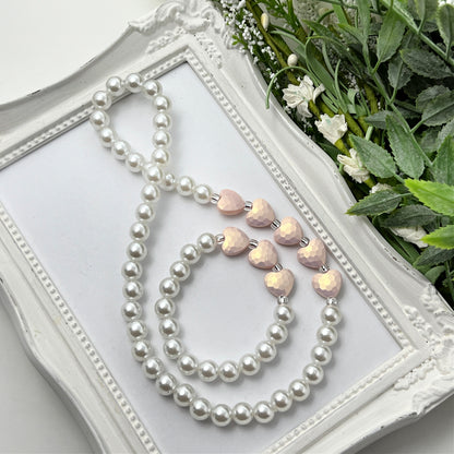 Pale Pink Stardust Heart Stretch Bracelet