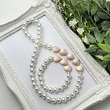 Pale Pink Stardust Heart Stretch Necklace - Choose Length