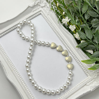 Light Grey Stardust Heart Stretch Necklace - Choose Length