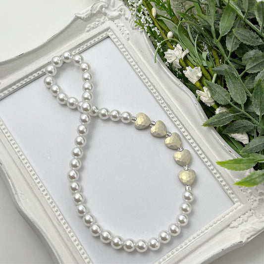 Light Grey Stardust Heart Stretch Necklace - Choose Length