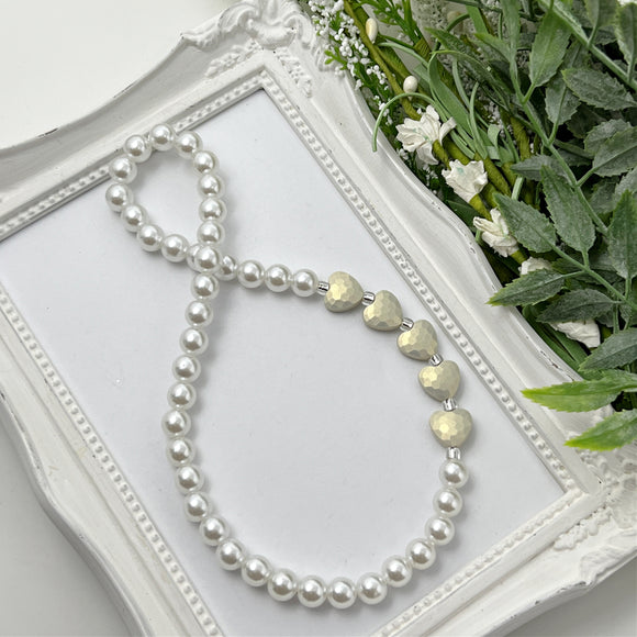 Light Grey Stardust Heart Stretch Necklace - Choose Length