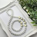 Light Grey Stardust Heart Stretch Necklace - Choose Length