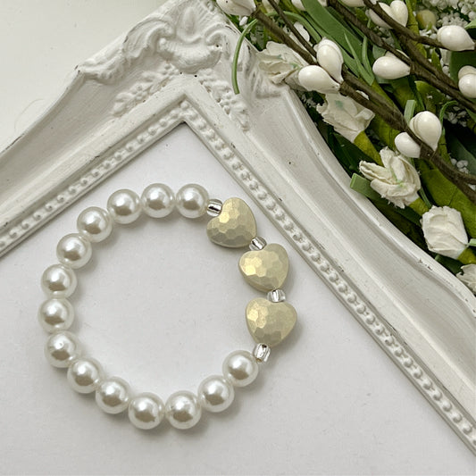 Light Grey Stardust Heart Stretch Bracelet