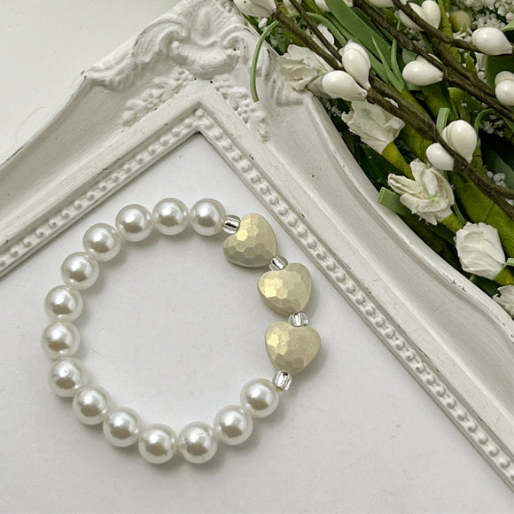 Light Grey Stardust Heart Stretch Bracelet