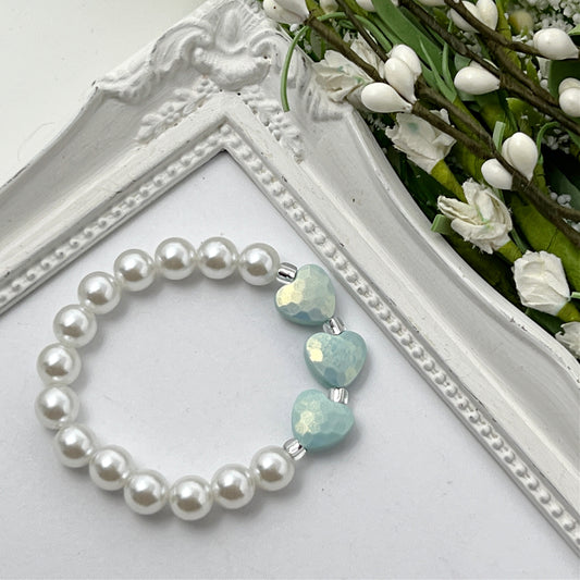 Light Blue Stardust Heart Stretch Bracelet