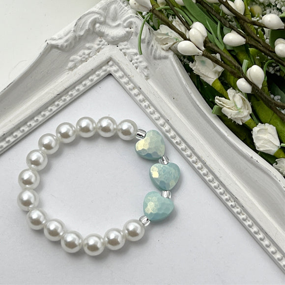 Light Blue Stardust Heart Stretch Bracelet