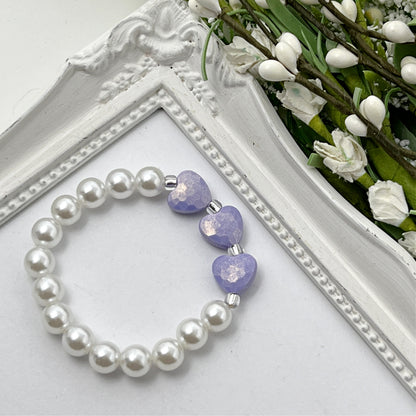 Light Purple Stardust Heart Stretch Bracelet