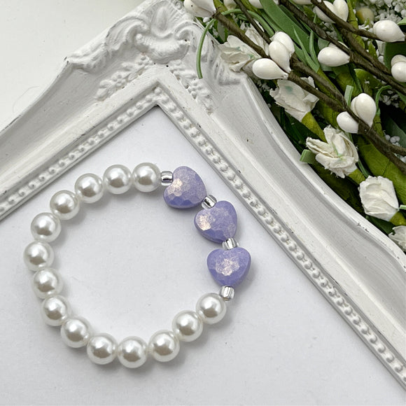 Light Purple Stardust Heart Stretch Bracelet
