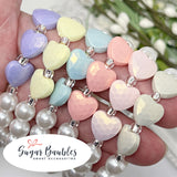 Pale Yellow Stardust Heart Stretch Bracelet