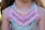Peachy Pink Stardust Heart Stretch Necklace - Choose Length